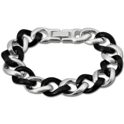 Amello Armband Keramik Panzer schwarz Damen Edelstahlschmuck ESAX10S