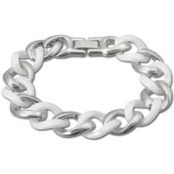 Amello Armband Keramik Panzer weiß Damen Edelstahlschmuck ESAX18W0