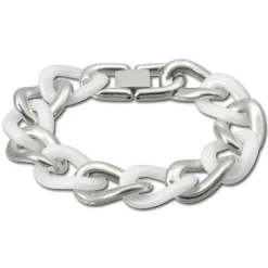 Amello Armband Keramik Panzer Big weiß Damen Edelstahlschmuck ESAX21W0