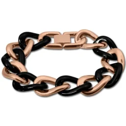 Amello Armband Keramik Panzer schwarz rosevergoldet Edelstahlschmuck ESAX22S0