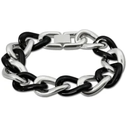 Amello Armband Keramik Panzer schwarz Damen Edelstahlschmuck ESAX06S