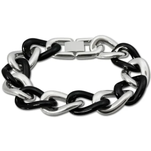 Amello Armband Keramik Panzer schwarz Damen Edelstahlschmuck ESAX06S