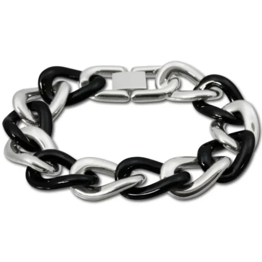Amello Armband Keramik Panzer schwarz Damen Edelstahlschmuck ESAX21S0