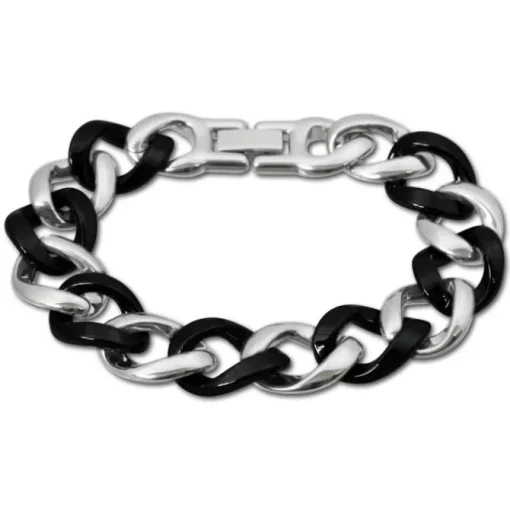 Amello Armband Keramik Panzer schwarz Damen Edelstahlschmuck ESAX18S0