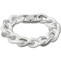 Amello Armband Keramik Panzer Big weiß Damen Edelstahlschmuck ESAX06W