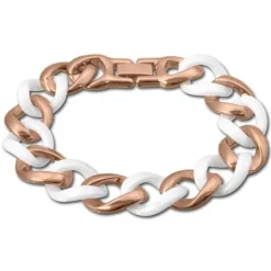 Amello Armband Keramik Panzer weiß rosevergoldet Edelstahlschmuck ESAX20W8