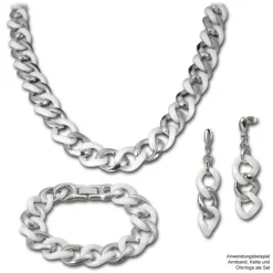 Amello Armband Keramik Panzer weiß Damen Edelstahlschmuck ESAX10W