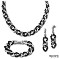 Amello Armband Keramik Panzer schwarz Damen Edelstahlschmuck ESAX10S