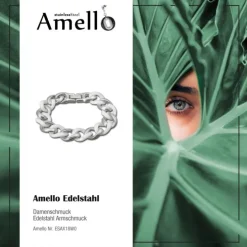 Amello Armband Keramik Panzer weiß Damen Edelstahlschmuck ESAX18W0