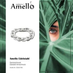 Amello Armband Keramik Panzer Big weiß Damen Edelstahlschmuck ESAX21W0