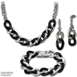 Amello Armband Keramik Panzer schwarz Damen Edelstahlschmuck ESAX06S