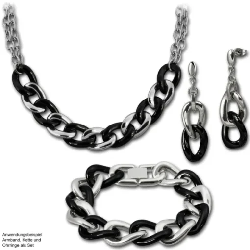 Amello Armband Keramik Panzer schwarz Damen Edelstahlschmuck ESAX06S