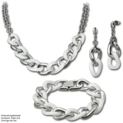 Amello Armband Keramik Panzer Big weiß Damen Edelstahlschmuck ESAX06W
