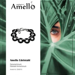 Amello Armband Keramik Ring schwarz Damen Edelstahlschmuck ESAX01S