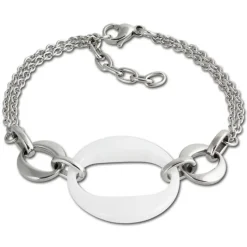 Amello Armband Keramik Round weiß Damen Edelstahlschmuck ESAX13W