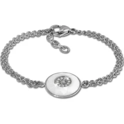 Amello Armband Keramik Rund weiß Zirkonia Damen Edelstahlschmuck ESAX29W8