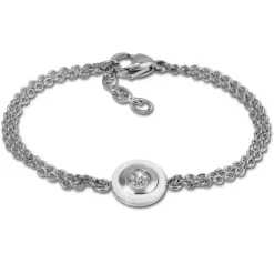 Amello Armband Keramik Rund weiß Zirkonia Damen Edelstahlschmuck ESAX31W8