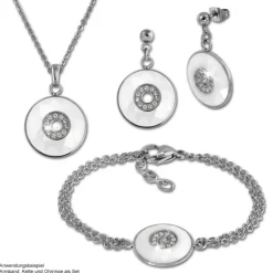 Amello Armband Keramik Rund weiß Zirkonia Damen Edelstahlschmuck ESAX29W8