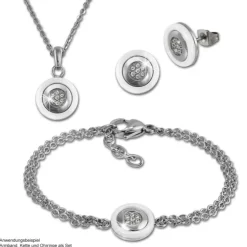 Amello Armband Keramik Rund weiß Zirkonia Damen Edelstahlschmuck ESAX31W8