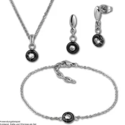 Amello Armband Keramik Stein Zirkonia schwarz Damen Edelstahlschmuck ESAX35S8