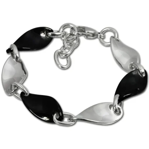 Amello Armband Keramik Welle schwarz Damen Edelstahlschmuck ESAX08S