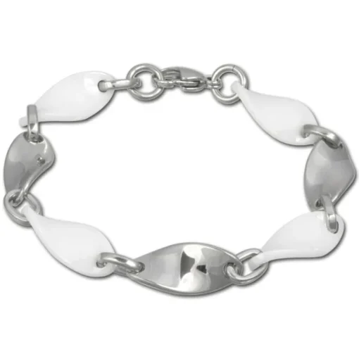 Amello Armband Keramik Welle weiß Damen Edelstahlschmuck ESAX08W