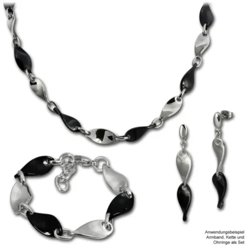 Amello Armband Keramik Welle schwarz Damen Edelstahlschmuck ESAX08S