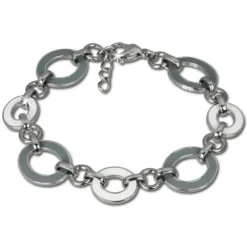Amello Armband Oval Emaille grau/weiß Damen Edelstahlschmuck ESAG01K