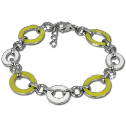 Amello Armband Oval Emaille gelb/weiß Damen Edelstahlschmuck ESAG01Y