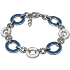 Amello Armband Oval Emaille blau/weiß Damen Edelstahlschmuck ESAG01B