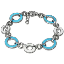 Amello Armband Oval Emaille türkis/weiß Damen Edelstahlschmuck ESAG01T