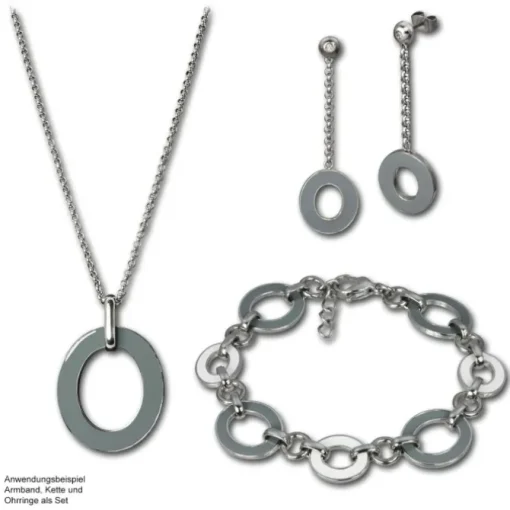 Amello Armband Oval Emaille grau/weiß Damen Edelstahlschmuck ESAG01K