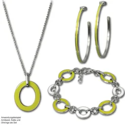 Amello Armband Oval Emaille gelb/weiß Damen Edelstahlschmuck ESAG01Y
