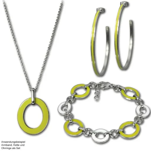 Amello Armband Oval Emaille gelb/weiß Damen Edelstahlschmuck ESAG01Y