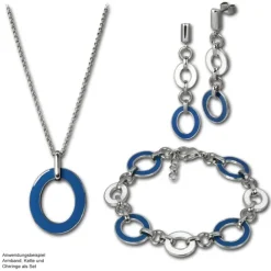 Amello Armband Oval Emaille blau/weiß Damen Edelstahlschmuck ESAG01B