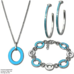 Amello Armband Oval Emaille türkis/weiß Damen Edelstahlschmuck ESAG01T