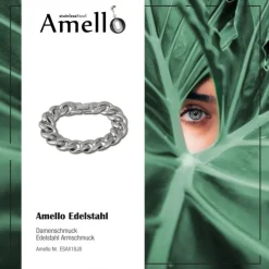 Amello Armband Panzer stahlfarben Damen Edelstahlschmuck ESAX18J8