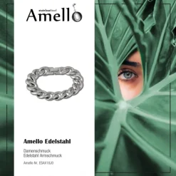 Amello Armband Panzer stahlfarben Damen Edelstahlschmuck ESAX18J0