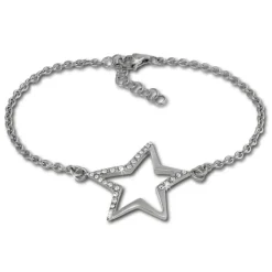 Amello Armband Stern Zirkonia weiß 18,5cm Damen Edelstahlschmuck ESAX23W8