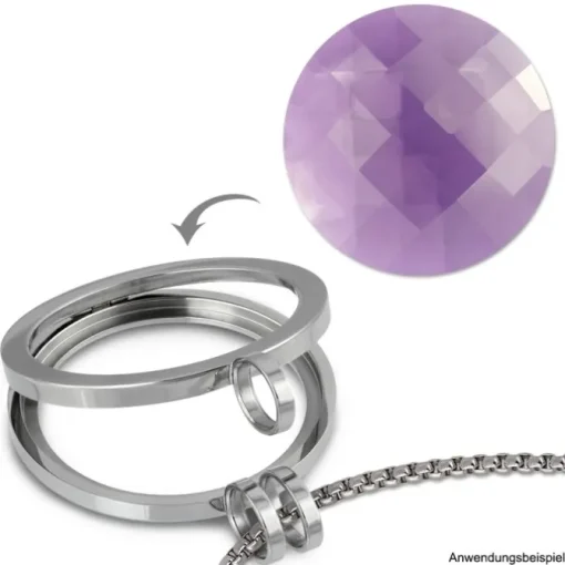 Amello Coin Acryl lila für Coinsfassung Edelstahlschmuck ESC708V