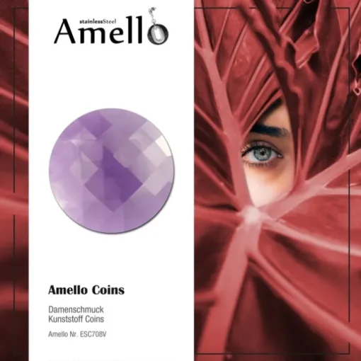 Amello Coin Acryl lila für Coinsfassung Edelstahlschmuck ESC708V