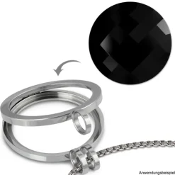 Amello Coin Acryl schwarz für Coinsfassung Edelstahlschmuck ESC708S