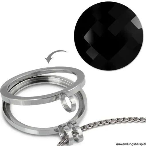 Amello Coin Acryl schwarz für Coinsfassung Edelstahlschmuck ESC708S