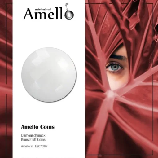 Amello Coin Acryl weiß für Coinsfassung Edelstahlschmuck ESC708W