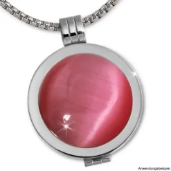 Amello Coin Cat Eye pink für Coinsfassung 25mm Edelstahlschmuck ESC741P