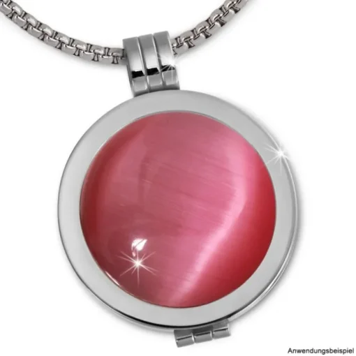 Amello Coin Cat Eye pink für Coinsfassung 25mm Edelstahlschmuck ESC741P
