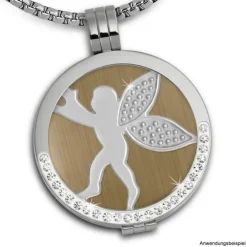 Amello Coin Cateye Glas 30mm braun für Coinsfassung Edelstahlschmuck ESC707N