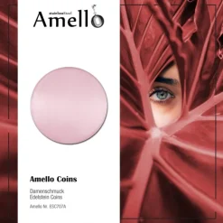 Amello Coin Cateye Glas 30mm rosa für Coinsfassung Edelstahlschmuck ESC707A