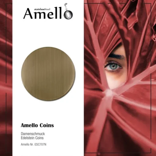 Amello Coin Cateye Glas 30mm braun für Coinsfassung Edelstahlschmuck ESC707N