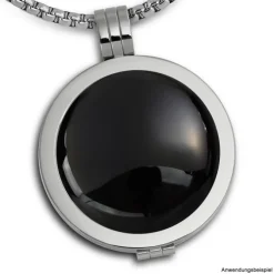Amello Coin Edelstein Onyx 30mm schwarz für Coinsfassung Stahlschmuck ESC705S